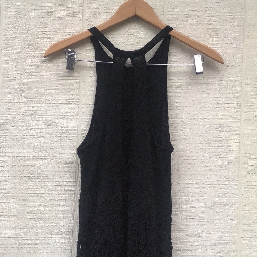 Free People Nora Lace overlay crochet knit black midi racerback sleeveless Dress - Picture 14 of 16